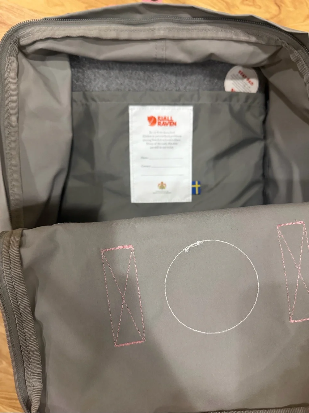 Fjallraven Kånken Kids Backpack in Gray with Pink Handles
